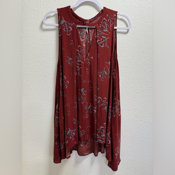 Free People Tree Swing Snap Out of It Tank Top Dress Rust Floral Keyhole XS - Picture 4 of 10